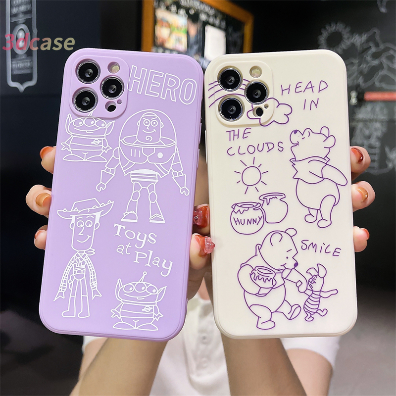 Kawaii Winnie the Pooh Straight Cube Casing Soft Case Xiaomi Redmi POCO X3 NFC X3 PRO M3 Redmi 9C NFC 9A 9i 9T 9 Power 10X POCO M2 PRO Redmi Note 9 8 10 10S 9 PRO MAX 9S