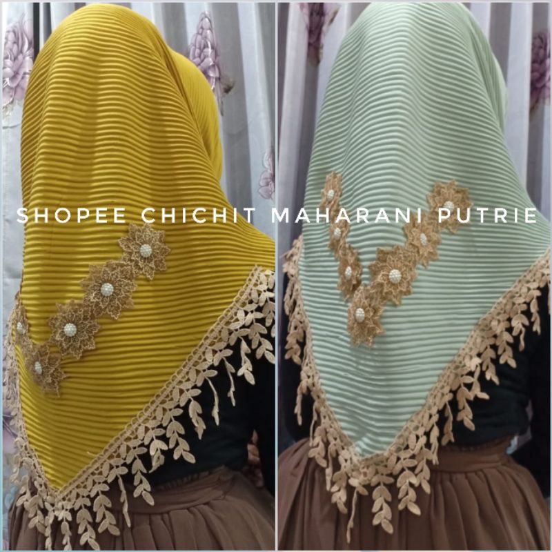 segiempat plisket bordir/segi empat plisket renda/segi empat plisket bordir tumpuk/jilbab segiempat 