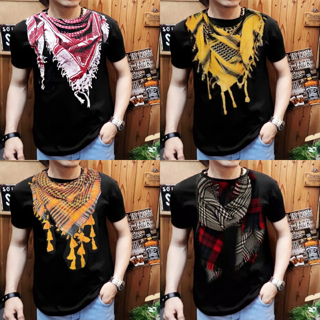 Kaos Distro Pria Lengan Pendek Motif Sorban Dakwah/ Shalch Trendy