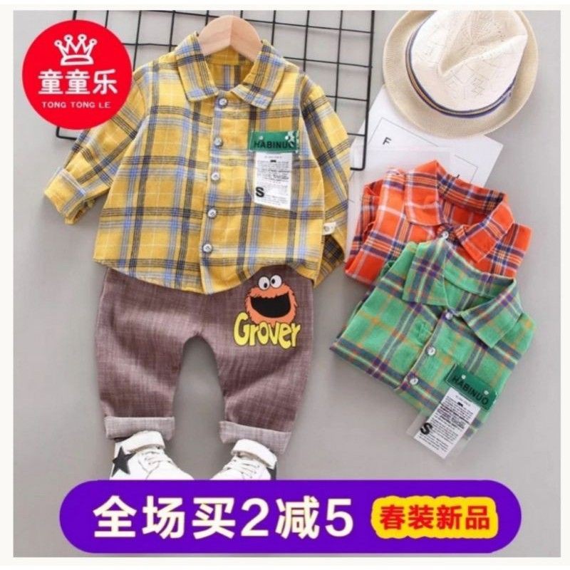 SETELAN KEMEJA IMPORT GOOFY ANAK SIZE  2-4T