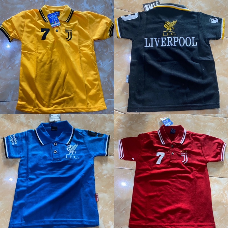 BISA COD Kaos kerah anak motif bola mu chelsi city psg kids