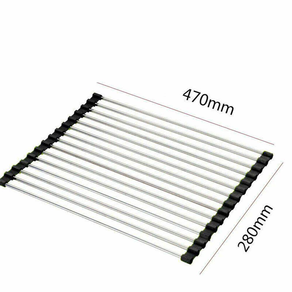 Top Over Sink Dish Drainer Rack Portable Aksesoris Dapur Alas Pengering Sayuran