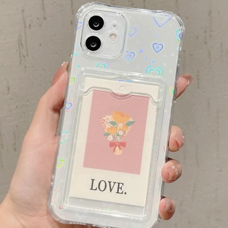 Soft Case TPU Transparan Motif Hati Untuk iPhone 11 12 13 Pro Max 6 6Plus 7Plus 8Plus XR X XS Max