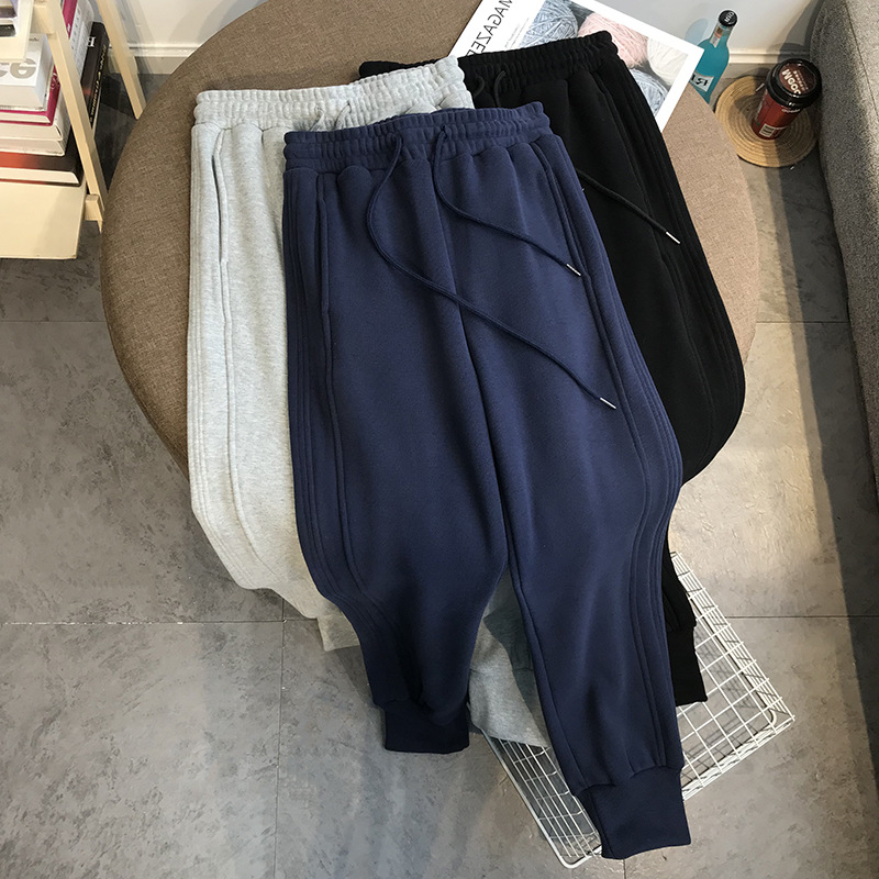 High-Waisted Harem Pants Women Korean Style Sport Casual Pants Tie Pants