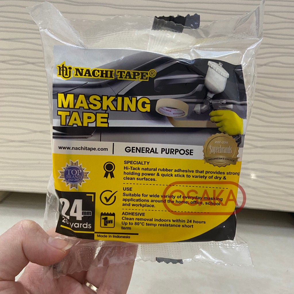

Masking Tape / Lakban Kertas Nachi 24mm / 1 inch dan 48mm / 2 inch x 20 yard