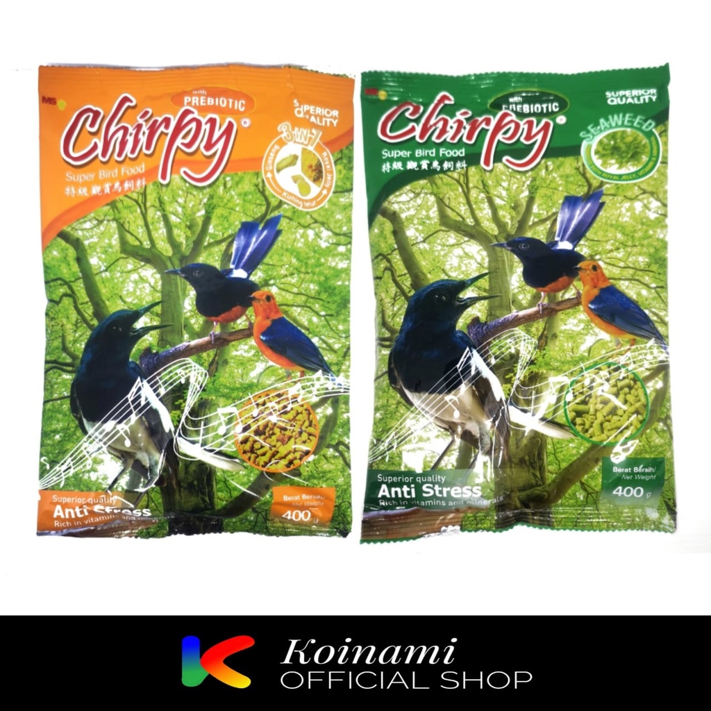 Chirpy 400gr / Chirpy Hijau / Chirpy Kuning / Chirpy Seaweed / Chirpy 3 in 1 / Pakan Burung / Matahari Sakti