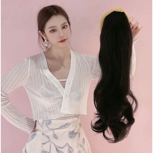 Wig Bando Cantik Simple dan Praktis Wanita Korean Version Panjang Bergelombang dan Lurus / Wig Bando Lucu Women Long Curly