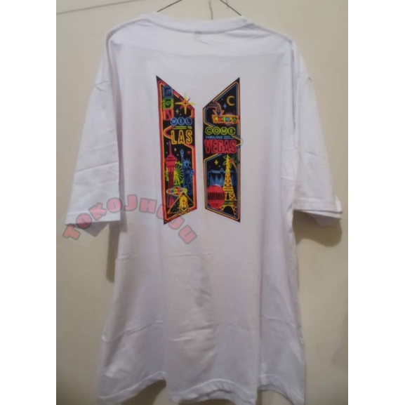 Baju Kaos BTS Permission To Dance THE CITY LAS VEGAS SABLON LOGO BESAR BELAKANG PRINT DTF