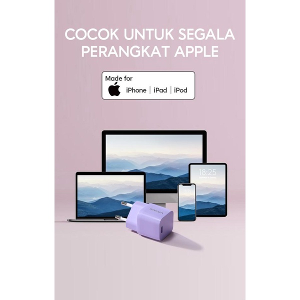 Charger PD POWER DELIVERY  iPhone Vivan Power Nano 20 USB-C Arus 20Watt Garansi Resmi Satu Tahun