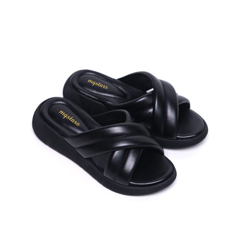 Sandal Wanita Silang Wedges Empuk Kekinian