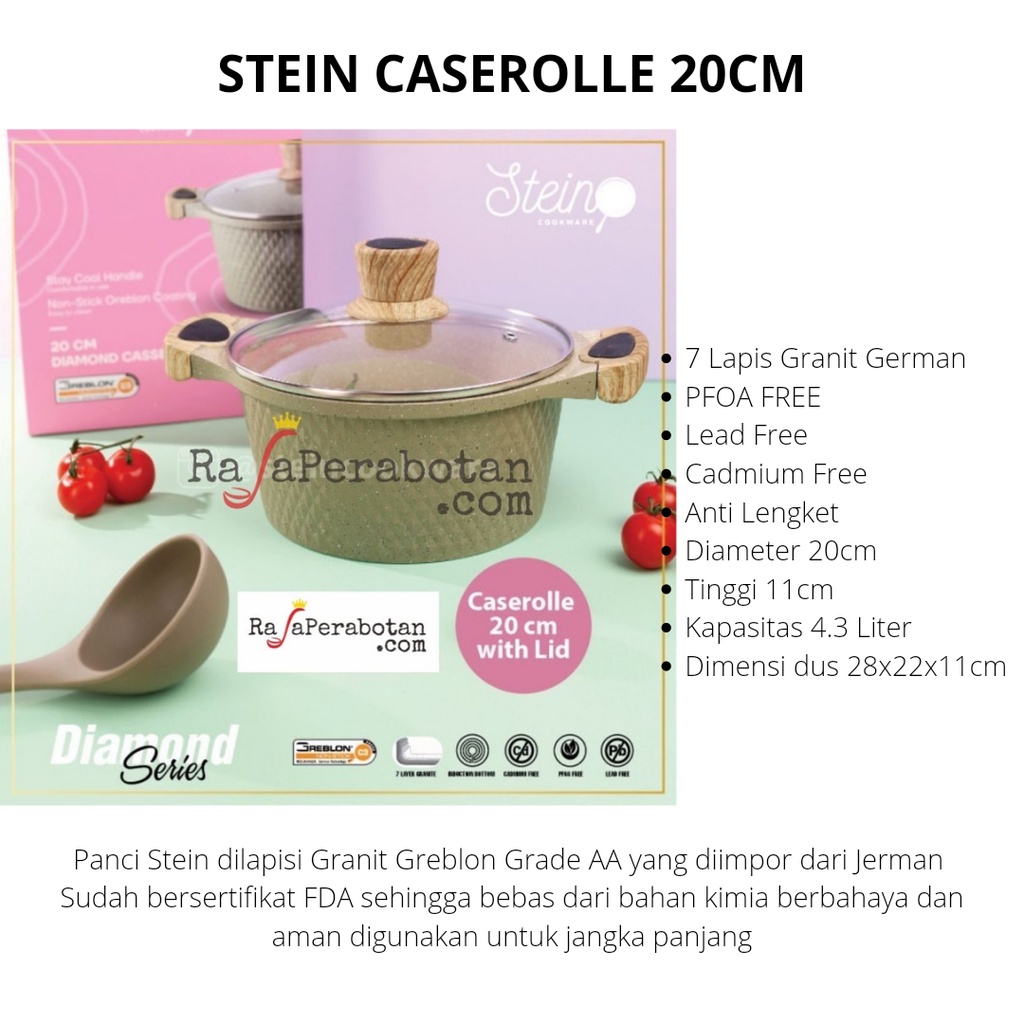 STEIN COOKWARE CASEROLLE 20CM PANCI GRANITE PANCI STEIN GRANITE ANTI LENGKET