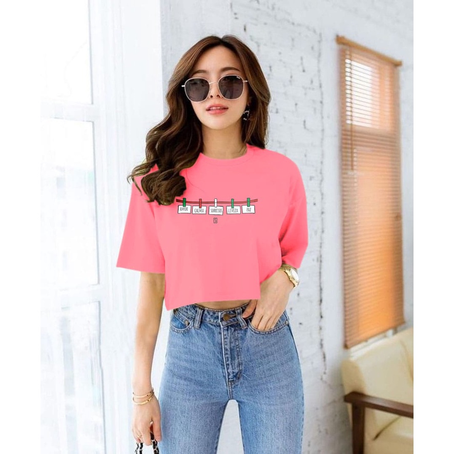 Yukari.Shop - Crop Top Kaos Amor Calma Murah Wanita