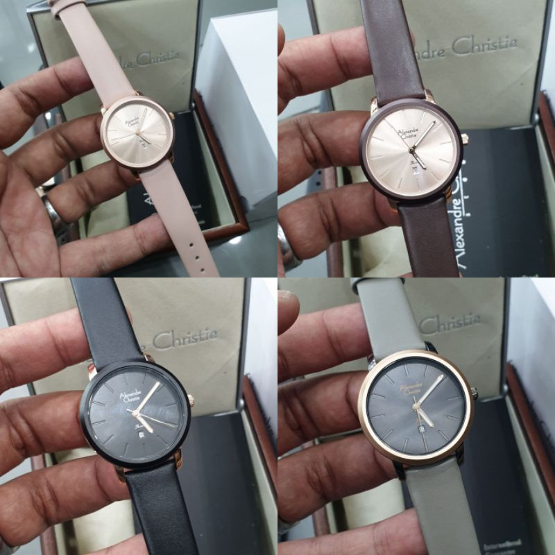Jam Tangan Alexandre Christie 2954 AC 2954 Tali kulit Mesin Baterai Original ukuran wanita 3.3cm +bo