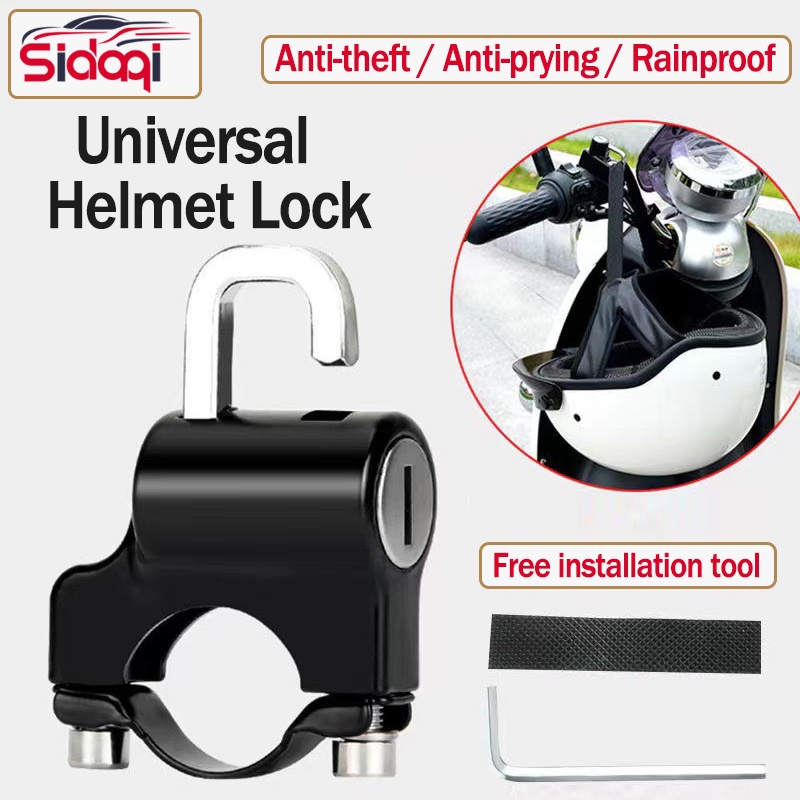 Kunci Helm Motor Universal Anti Maling Bahan Metal Ukuran 22mm - 26mm Warna Hitam Dengan 2 Anak Kunci