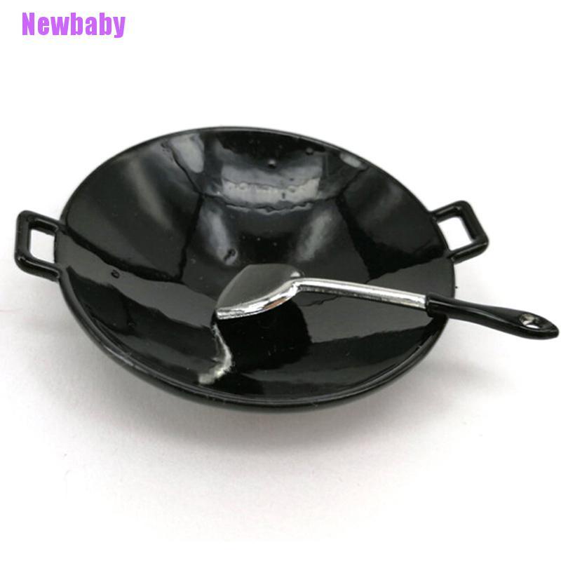 (Newbaby) 3pcs / set Mainan Miniatur Panci pancake Skala 1: 12 Untuk Aksesoris Rumah Boneka