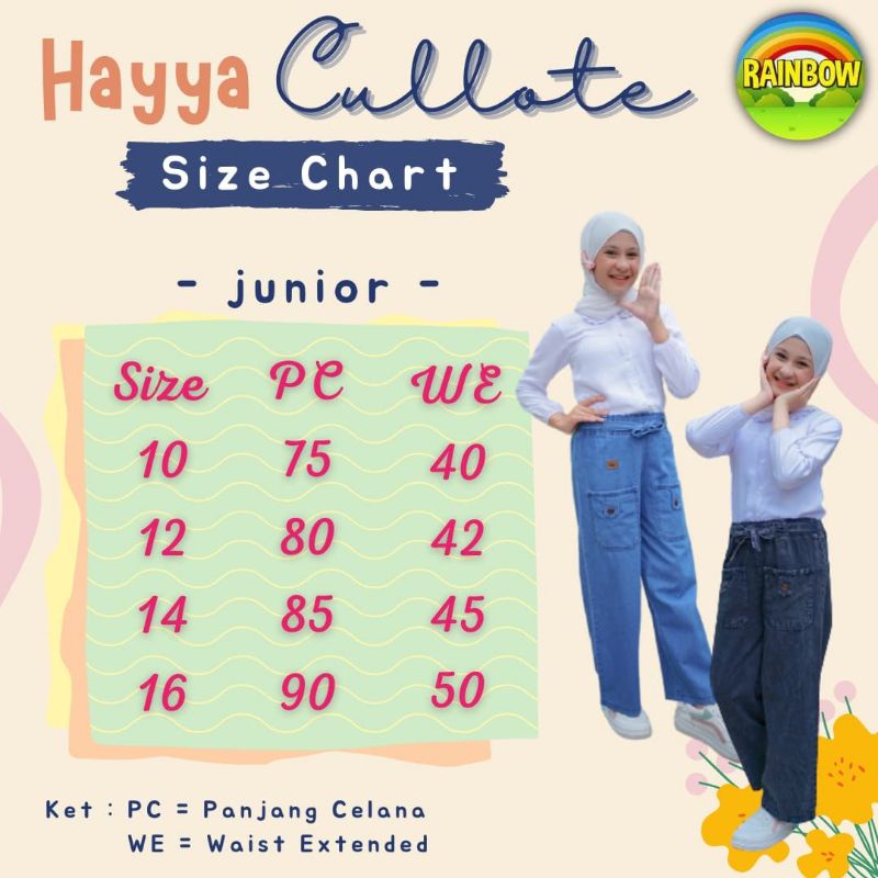 Afsheenastore Celana Kulot Hayya Cloote By Rainbow 10-14T