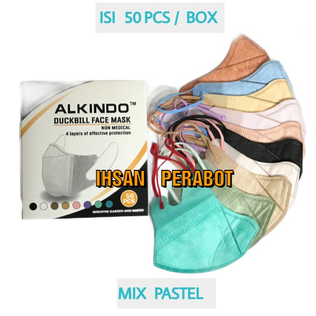 (isi 50pcs) Masker Duckbill Dewasa ALKINDO 3Ply / Duckbill Garis MOUSON Emboss 3 Ply Earloop