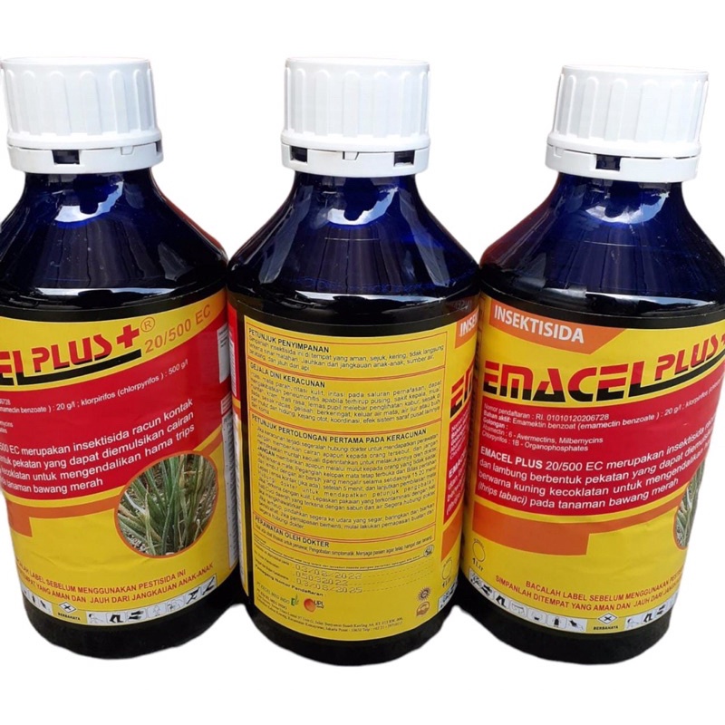 Insektisida Emacel Plus 1 Liter Bahan Aktif Emamectin Benzoat + Klorpirifos  500g/l Jimat Siklon Crumble Proclaim Mateni Dk Fenzo Starban Dursban