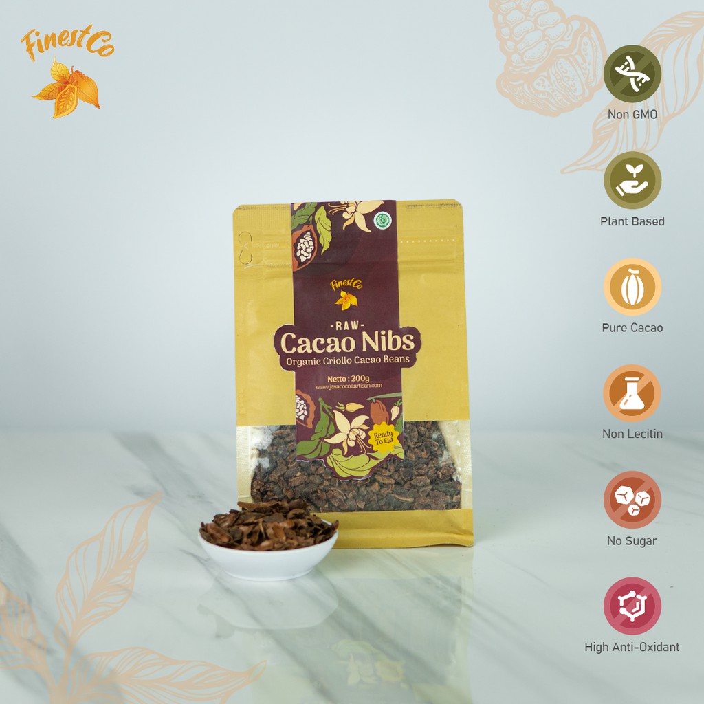 

Cocoa Nibs 200gr / Finestco Cacao Nibs Daging Biji Kakao