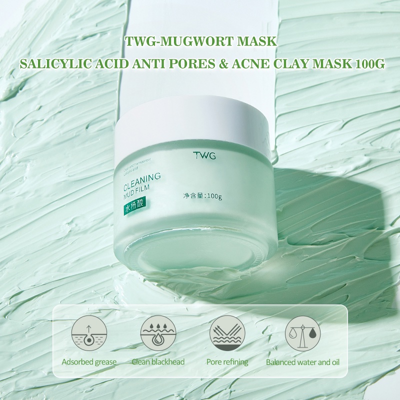 【Ready Stock】TWG-Mugwort Mask Salicylic Acid Anti Pores &amp; Acne Clay Mask 100g