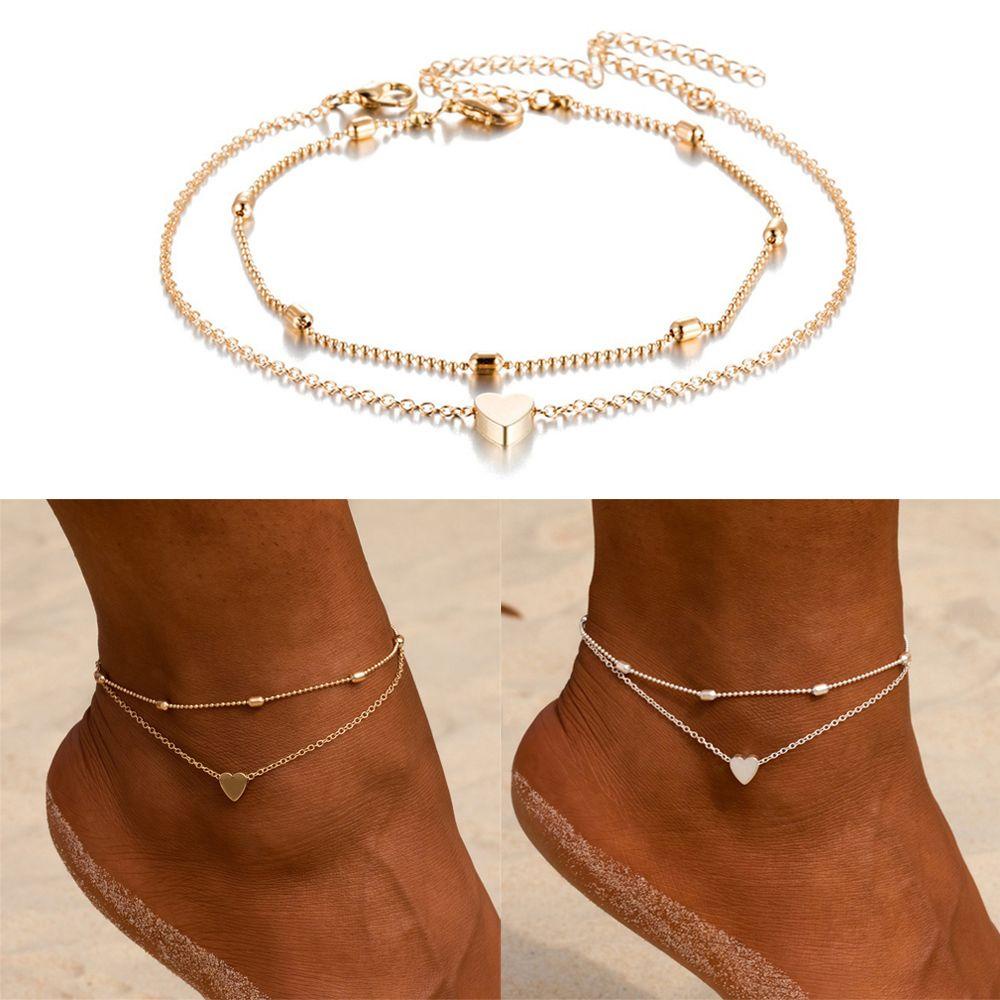 R-flower Heart Anklets New Fashion Indah Rantai Kaki Sederhana