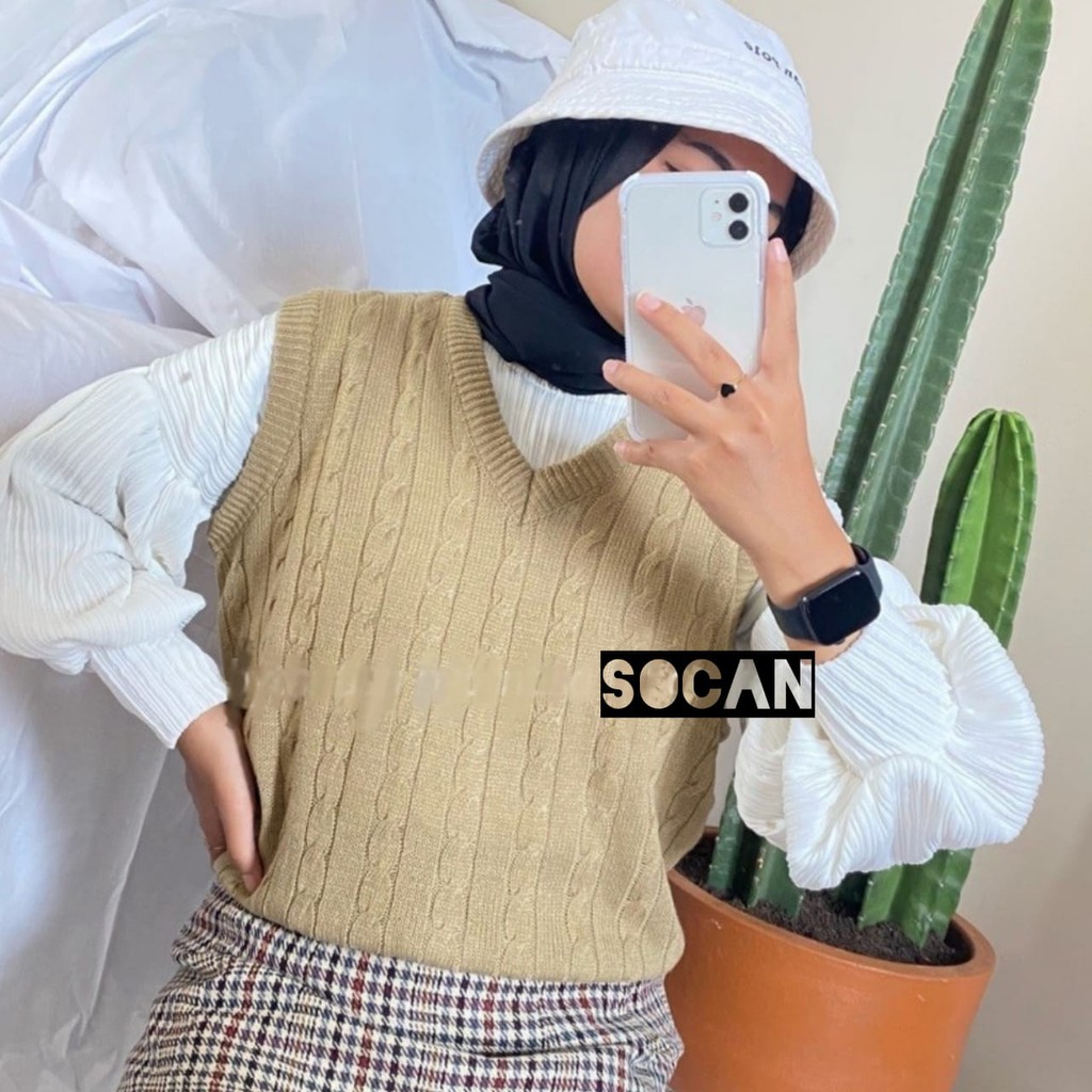 Vest Rajut Delmi | Rompi Rajut V Neck