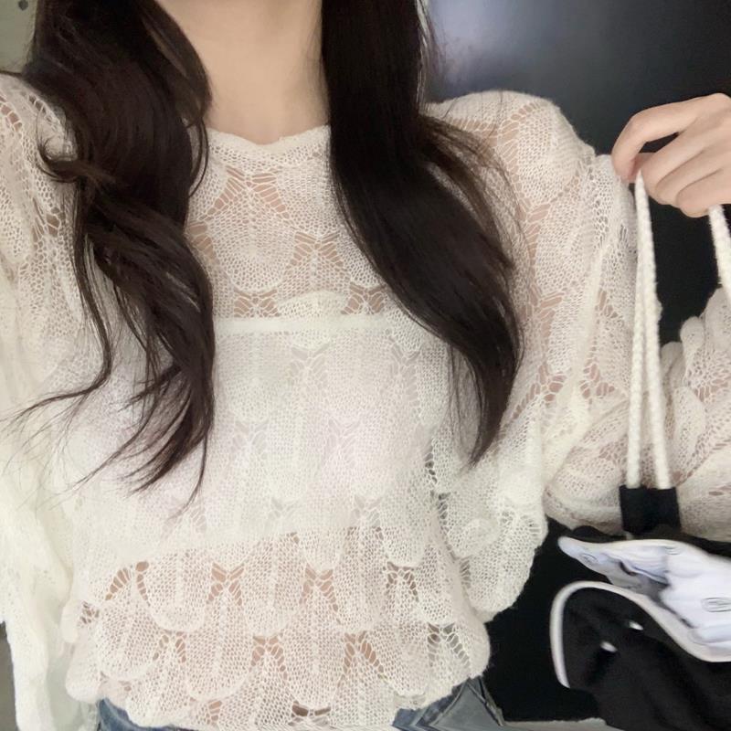 2020 Musim Semi Baru Gaya Hong Kong Lengan Panjang Tiga Dimensi Daun Rajutan Sweater Top Longgar Pul