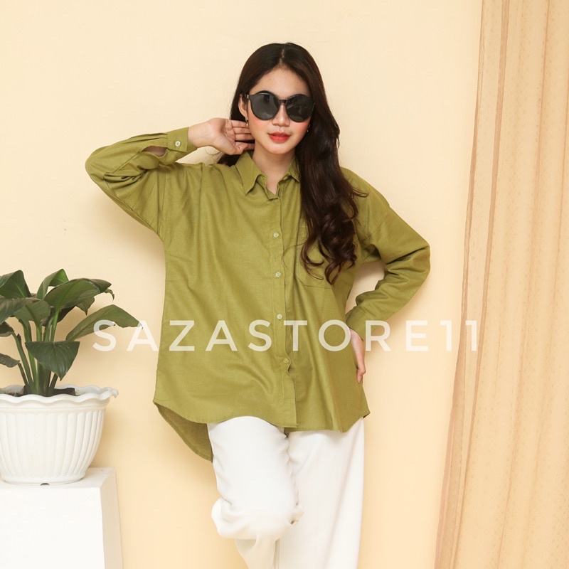 Olivia Shirt Kemeja wanita oversize linen