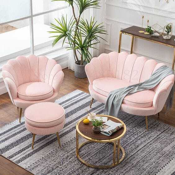 Sofa Kerang Set 21 sudah termasuk stool dan meja