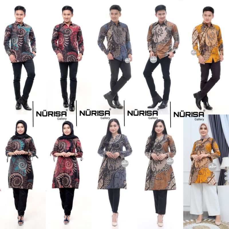 Couple Atasan Batik Kemeja dan Tunik Kancing Depan