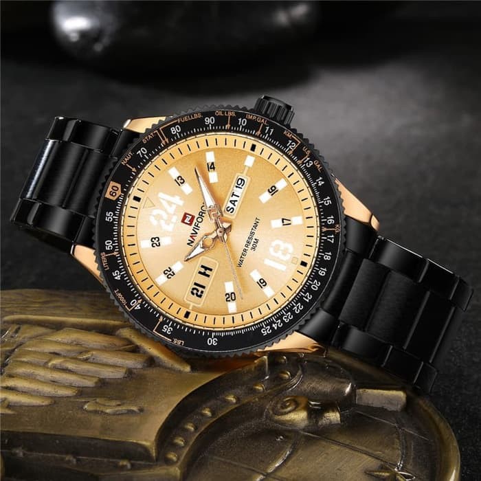 🔥TERMURAH🔥 Jam Tangan Pria Naviforce NF9102 Original Rantai Black Rosegold Gold