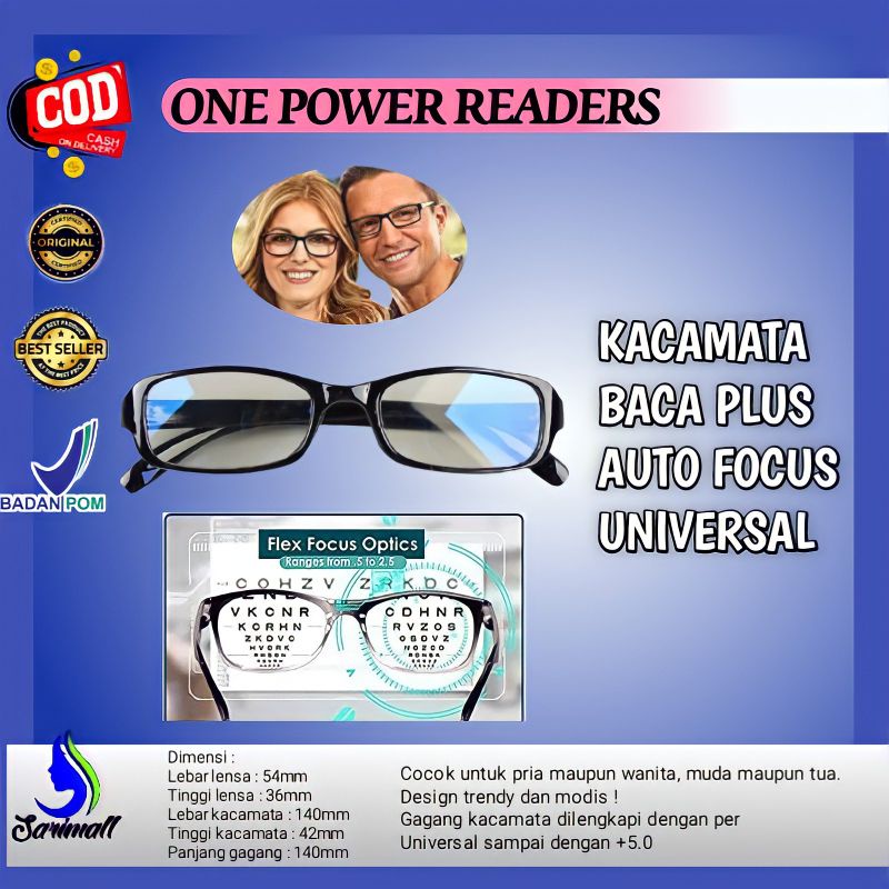 Kacamata Baca Plus Auto Focus Adjusment Ajaib One Power Readers Untuk Pria Dan Wanita Original 100%