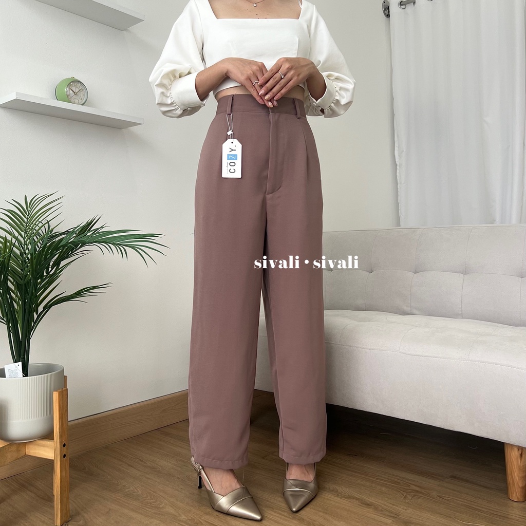 SIVALI Rozel Pants 299 - Loose Pants for Petite - Trousers Wanita - Celana Anti Kusut - Celana Kulot Wanita - Celana Kantor Formal / Casual
