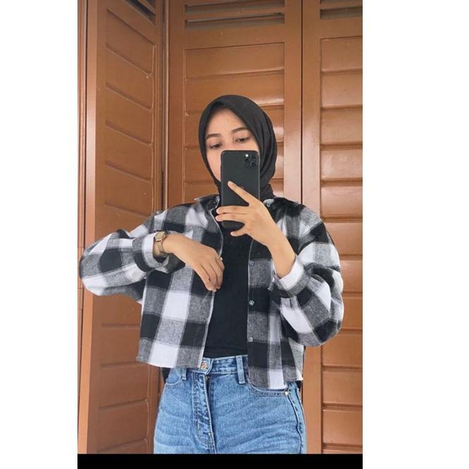 Best Seller.. CROP TOP FLANEL / KEMEJA FLANEL WANITA / KEMEJA CROP / KEMEJA WANITA TERBARU BAJU WANI
