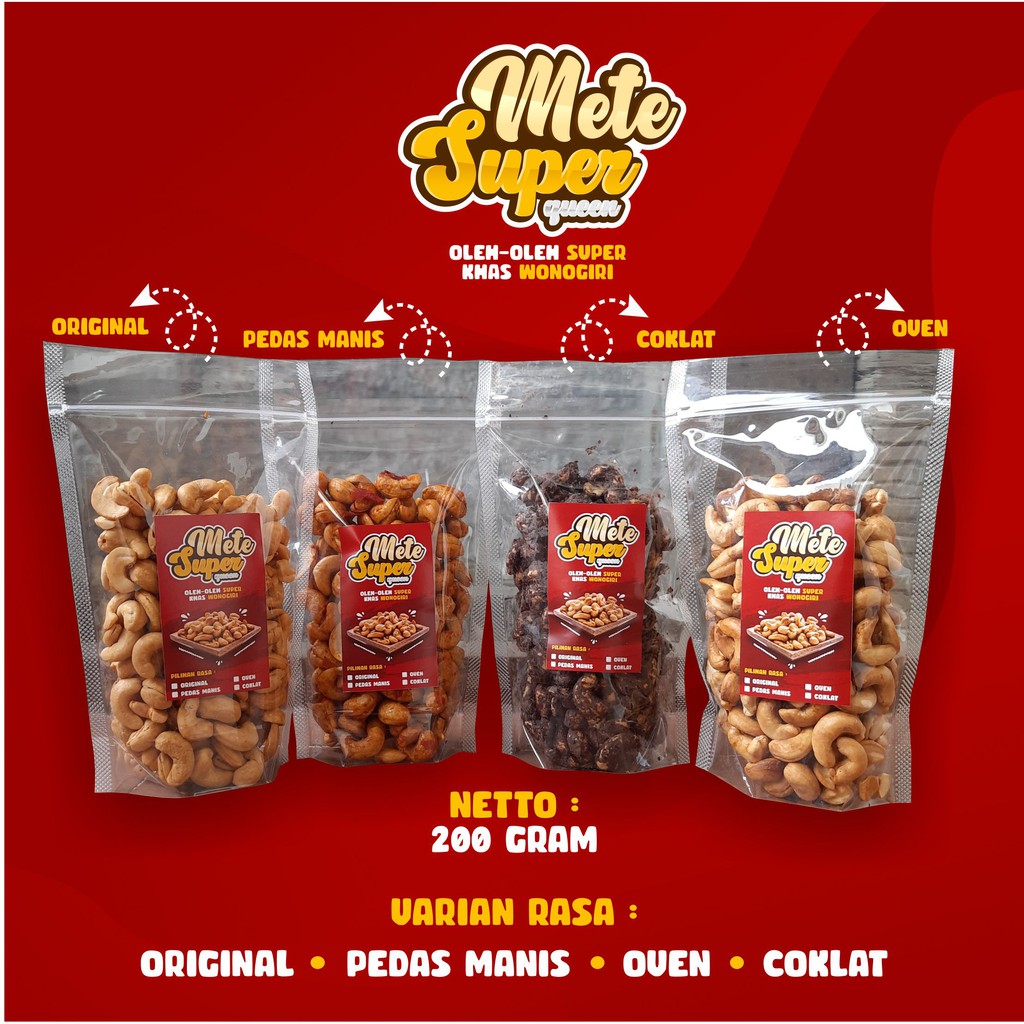 

Kacang mete wonogiri kemasan 200gr original pedas manis coklat