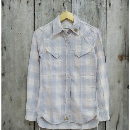 kemeja flanel western remi relief rugged style second original
