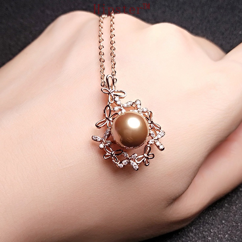 Fashion Elegant Graceful Pansy Cluster Natural Freshwater Pearl Pendant Necklace