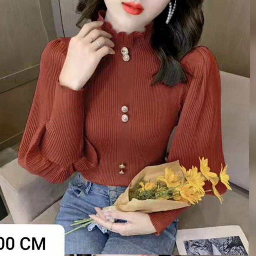 BAJU ATASAN BLOUSE WANITA KOREA KNIT TURTLENECK