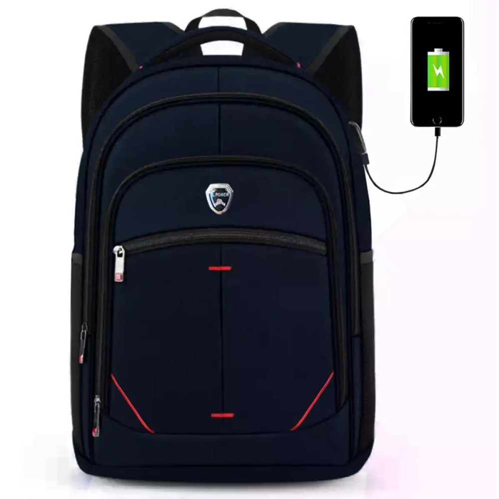 SHOPEE 6.6 SUPER SALE!! Tas Ransel Pria Polo Power P-14005 Tas USB Backpack Laptop Original Import - Bonus USB + Raincover