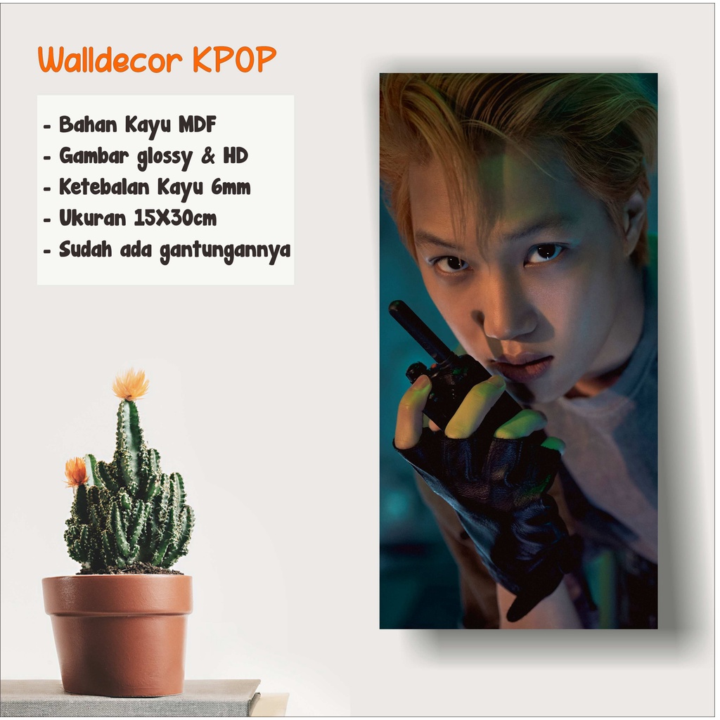 WALLDECOR EXO KAI DONT FIGHT THE FEELING UKURAN 15X30 CM WALL DECOR POSTER KAYU HIASAN KPOP