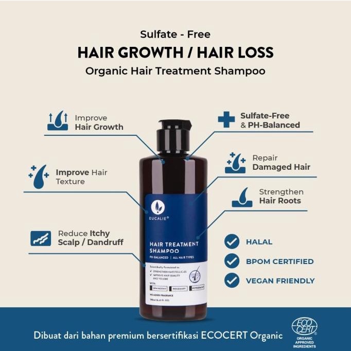 

Harap Baca Deskripsi Sebelum Order Eucalie Organic Hair Growth / Hair Loss Treatment Shampoo 50 Ml