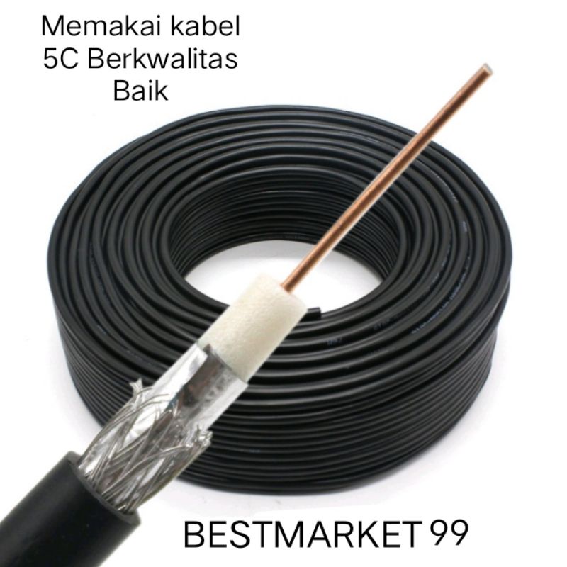 Kabel Antena TV RF Male to Female buat Set Top Box / sambungan tv ke antenna.  Jack Besi Best Quality