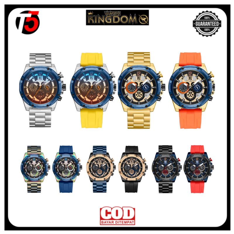Terbaru Spesial Edition Jamtangan pria T5 H 3867G Original Stainless steel + Rubber Strap Water Resi