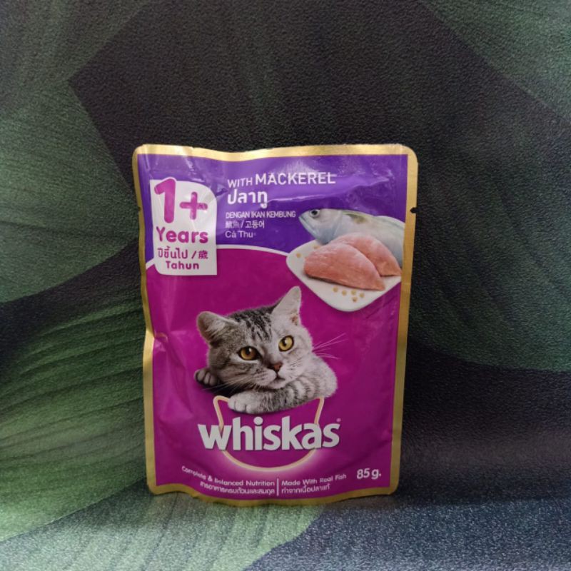 Whiskas pouch sachet 80gr / junior tuna / junior mackerel / mackerel/ocean fish /salmon / saba