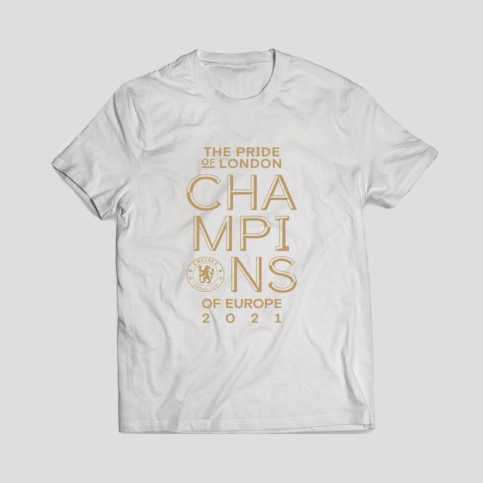 KAOS T-SHIRT CHELSEA JUARA CHAMPIONS LEAGUE PUTIH THE PRIDE OF LONDON