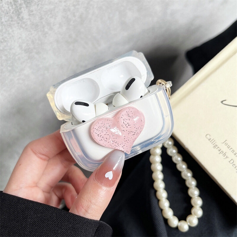 Case airpods pro 12 3 Generation Bahan Silikon Transparan Motif Bunga Pink