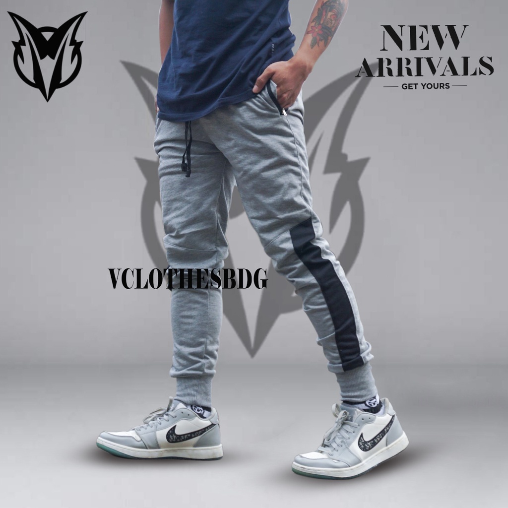 Celana Joger Pria Surfing Distro Premium Training Jogger Trackpant Sweat Azh Panjang PGO-ABU MUD-HITAM GORBA]