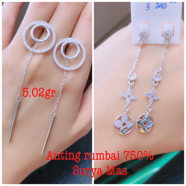 Anting panjang emas 750%