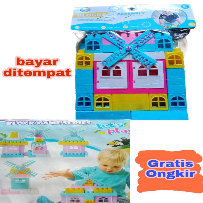 Mainan Lego Block Besar Balok Susun Bentuk Rumah Kincir