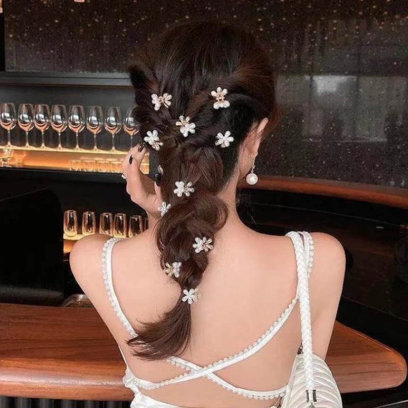 [Harga Grosir]Jepit Rambut Bentuk Bunga Aksen Kristal Dan Mutiara Gaya Korea Untuk Wanita/Hot Sale